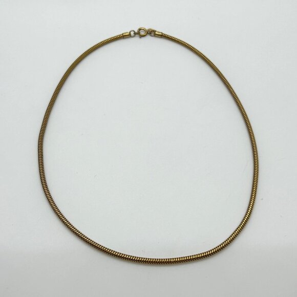 Vintage Monet Gold Snake Chain Necklace Choker Minimalist Jewelry 1970s 15 in. - Picture 2 of 13